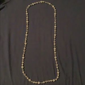 Long necklace with clear and silver beads